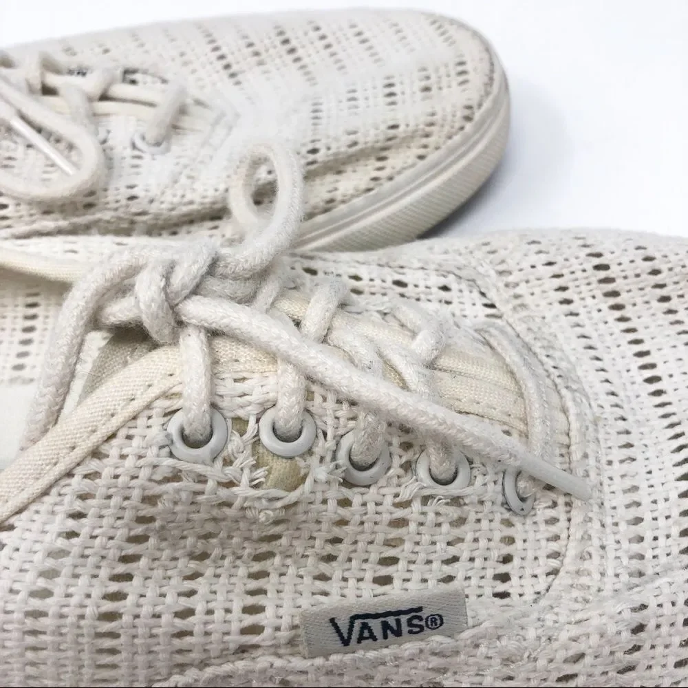 VANS | Cream Ivory Knit Lace Up Tie Sneakers Tennis Shoes Women’s Size 8 - Picture 8 of 13